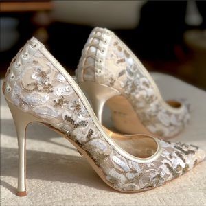 BADGLEY MISCHKA New satin sequined shoes